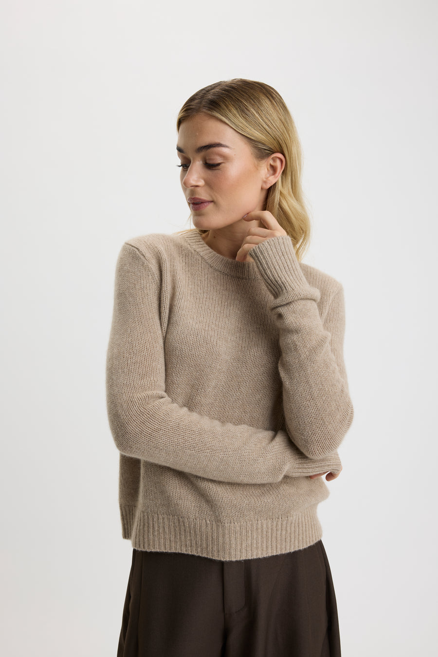 Ulli O-Neck Sweater 0001 Eco Gravel