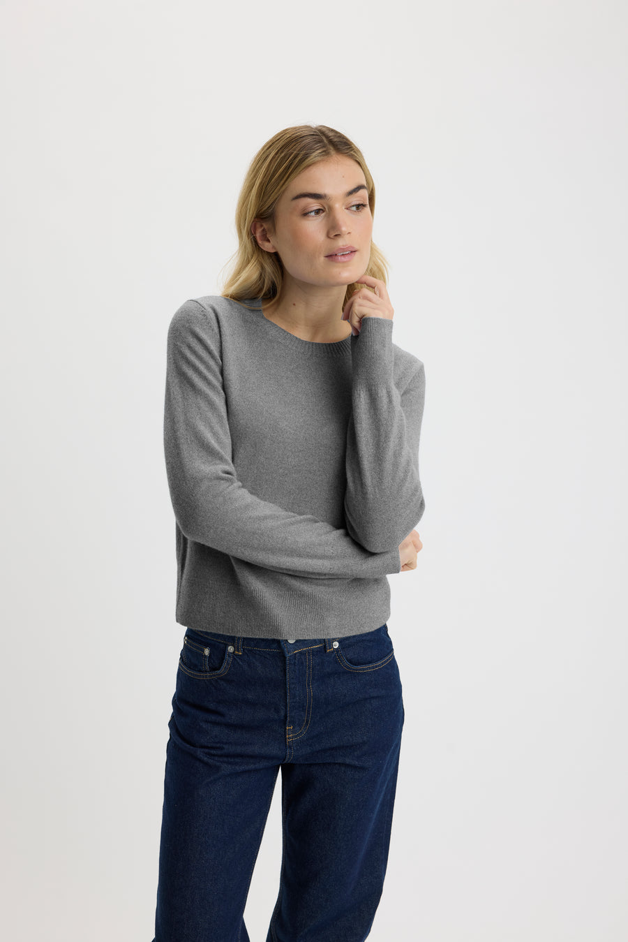 Ulrikke Shrunken O-Neck Sweater Thunder