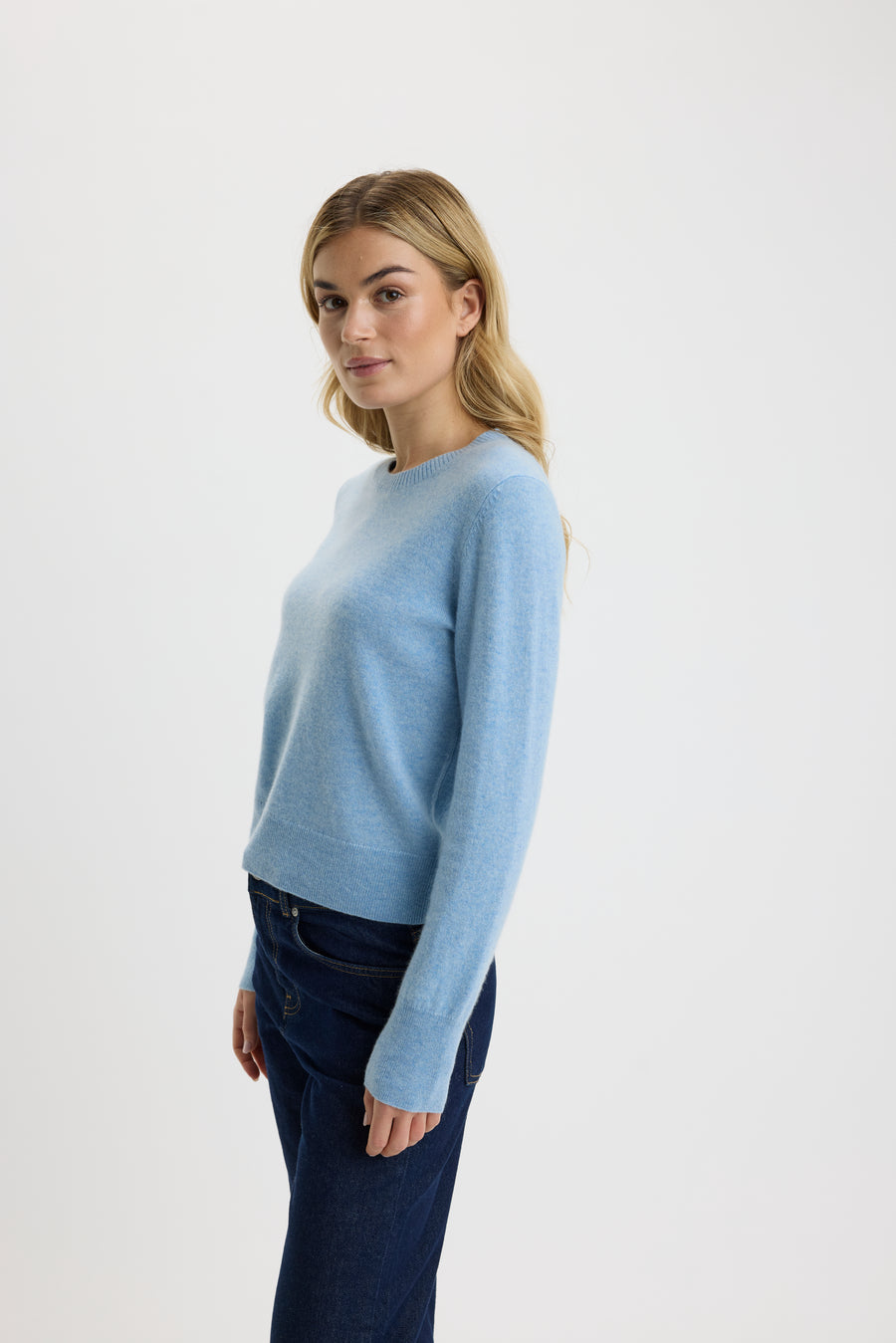 Ulrikke Short O-Neck Sweater 0002 Stone Wash