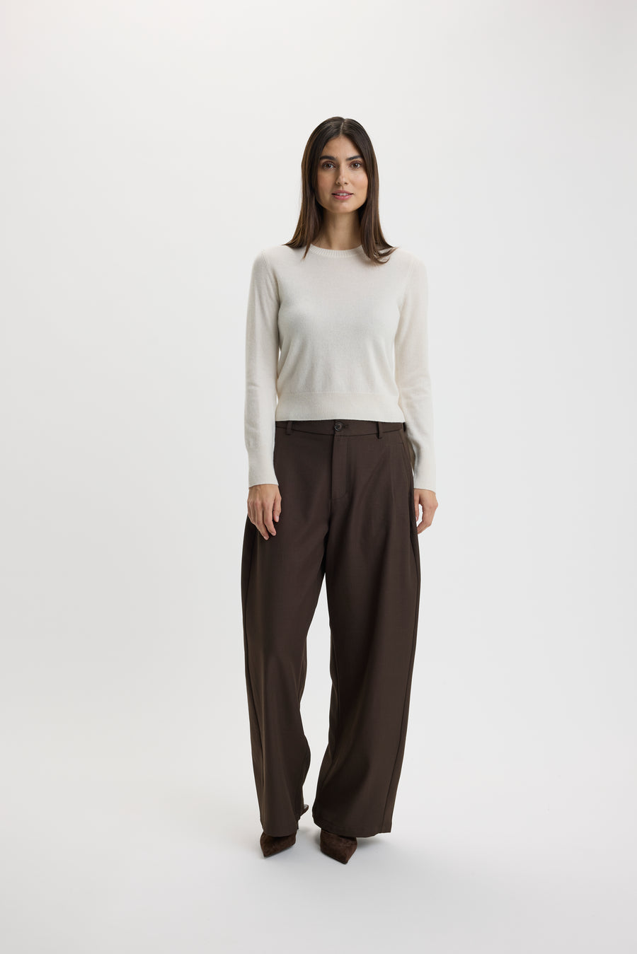 Ulrikke Short O-Neck Sweater 0002 Chalk