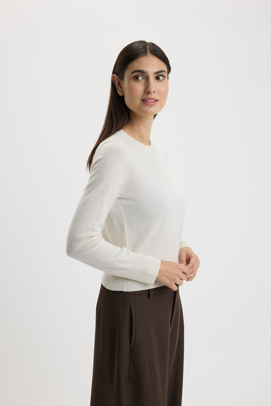 Ulrikke Short O-Neck Sweater 0002 Chalk