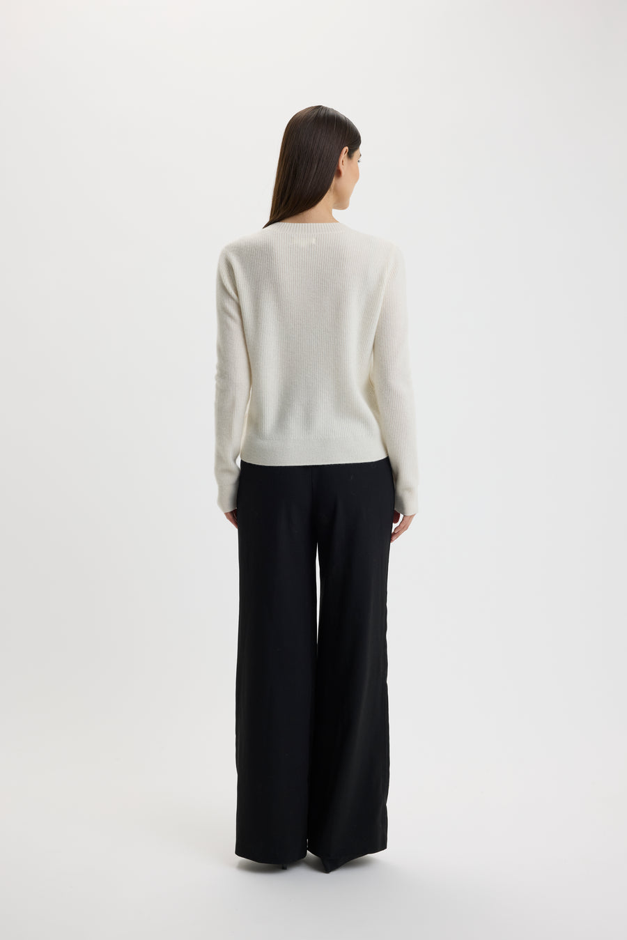 Ulrikke Ribbed O-Neck Sweater 0002 Chalk