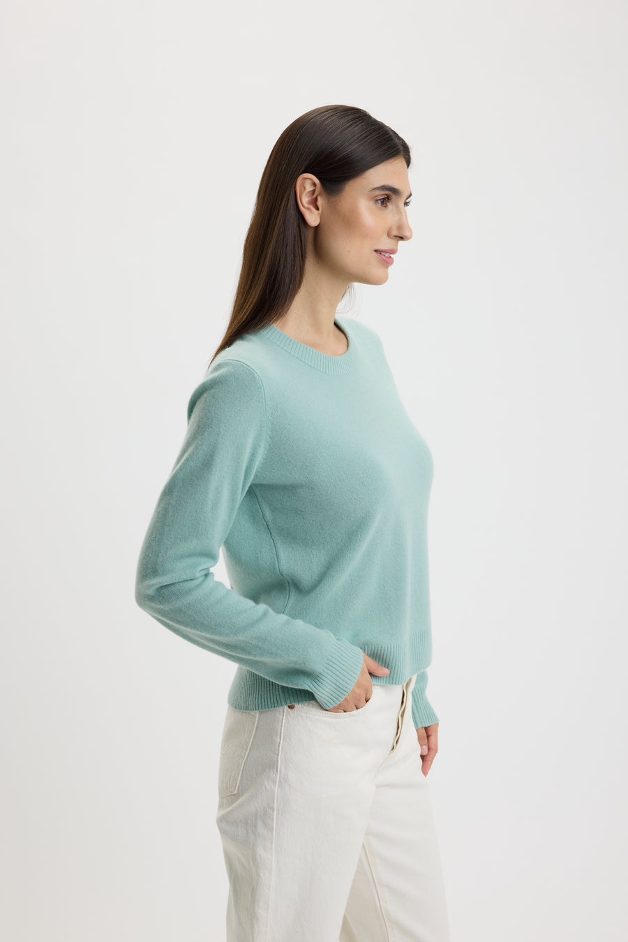 Ulrikke Short O-Neck Sweater Sea Foam