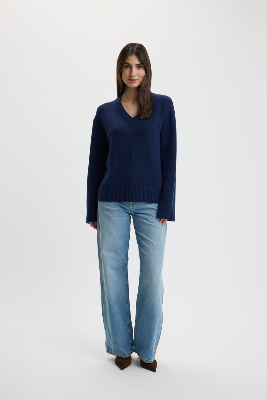 Chris V-Neck Sweater Navy