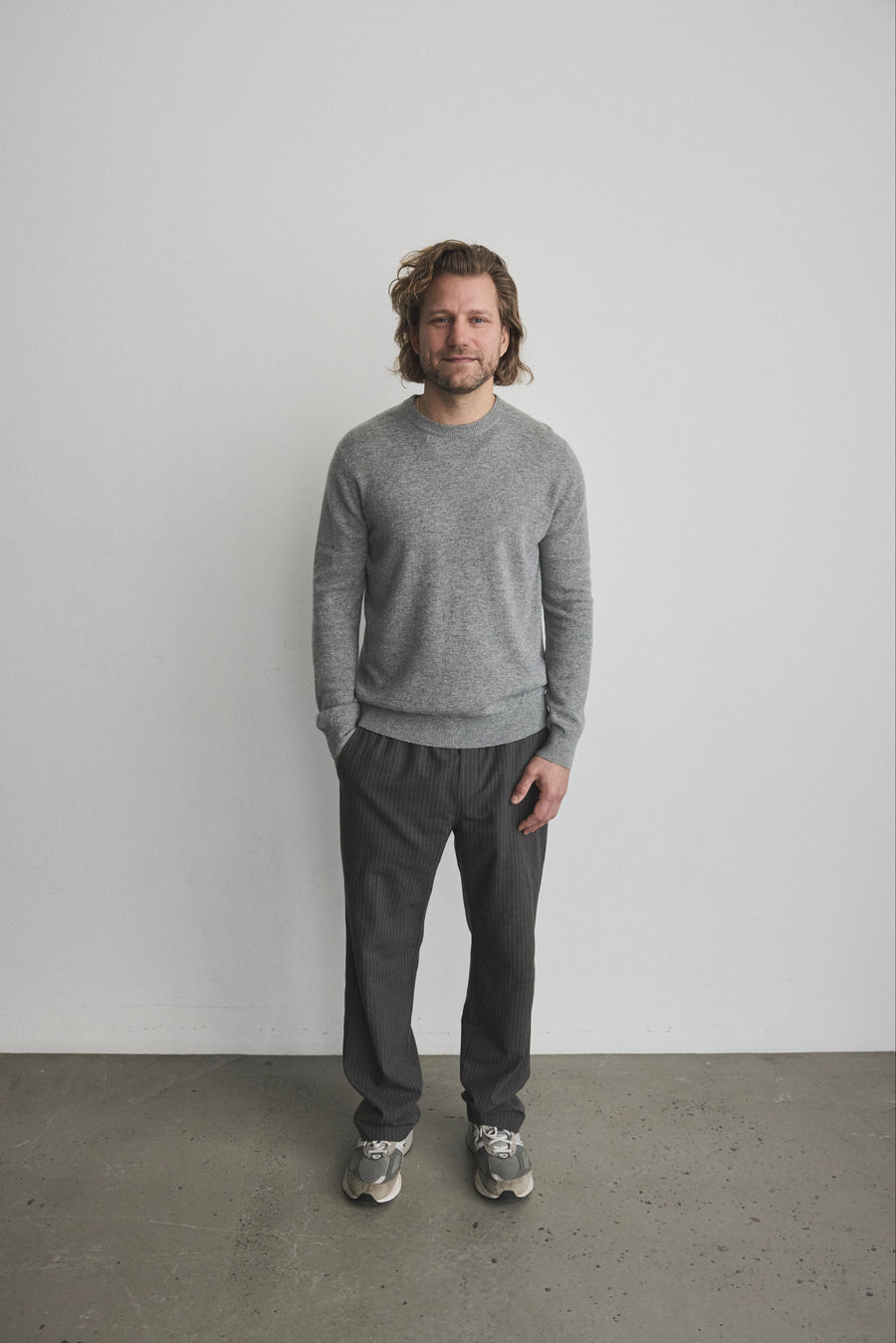 Mads O-Neck Sweater Grey Mel