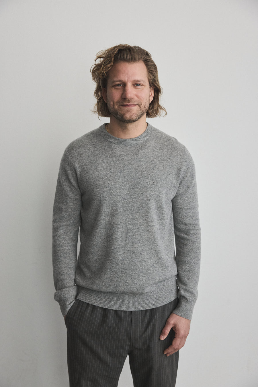 Mads O-Neck Sweater Grey Mel