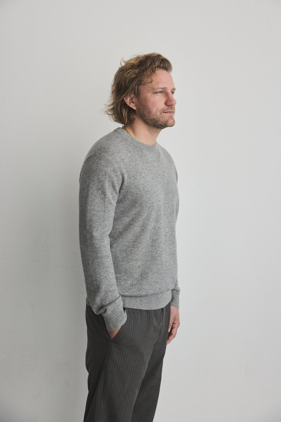 Mads O-Neck Sweater Grey Mel
