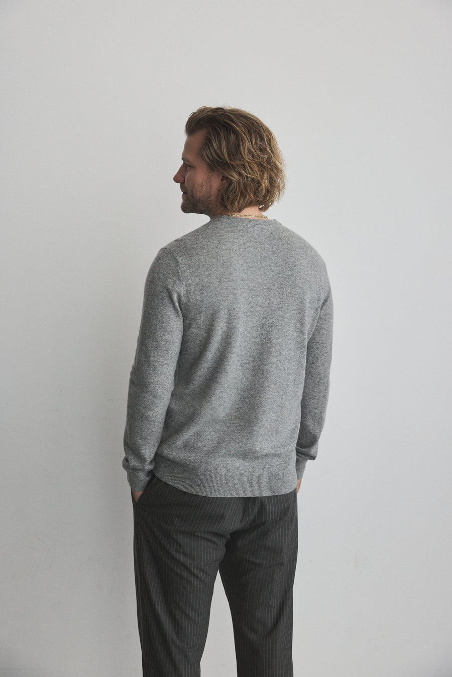 Mads O-Neck Sweater Grey Mel
