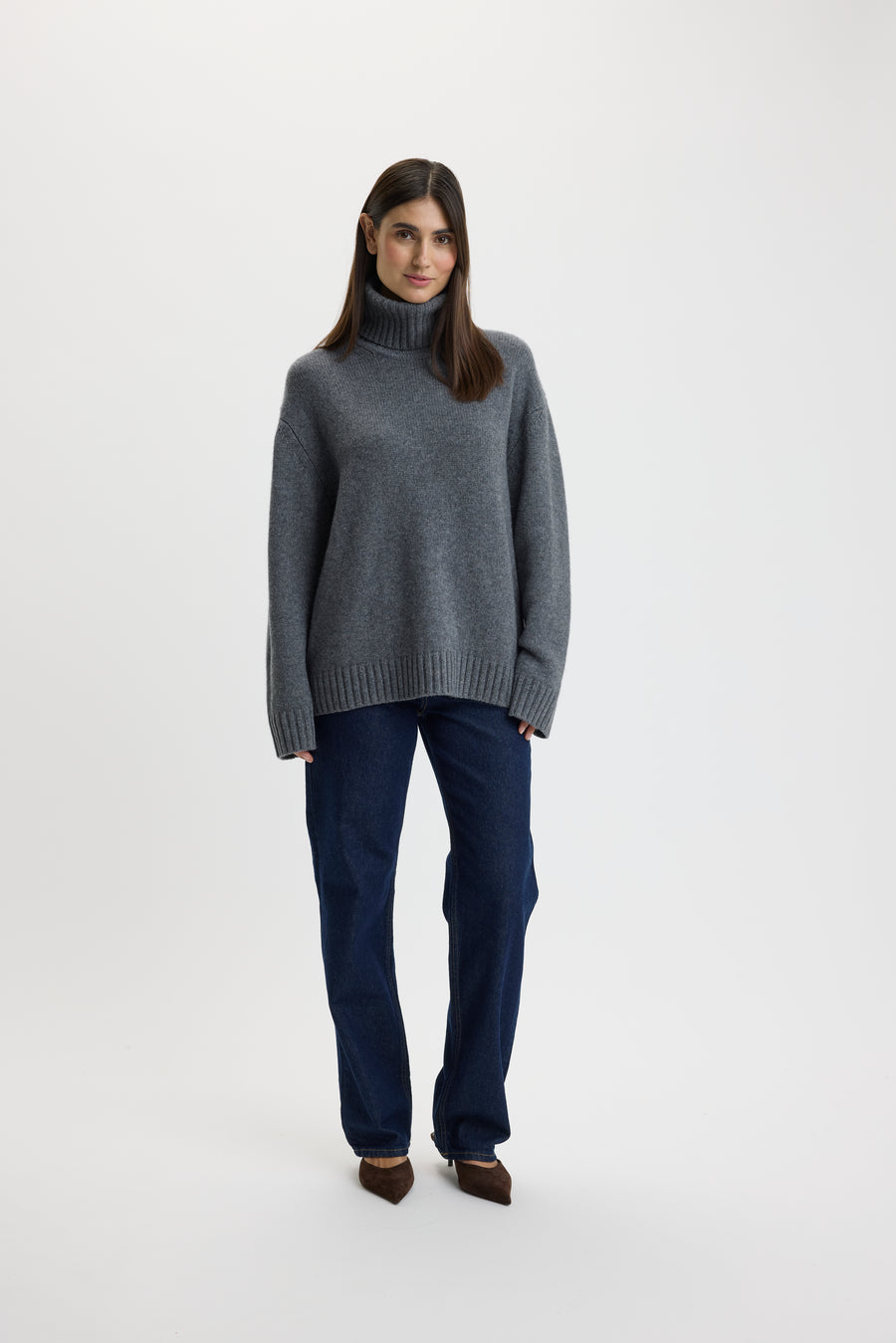 Emilee Oversize T-Neck Sweater Iron Mountain
