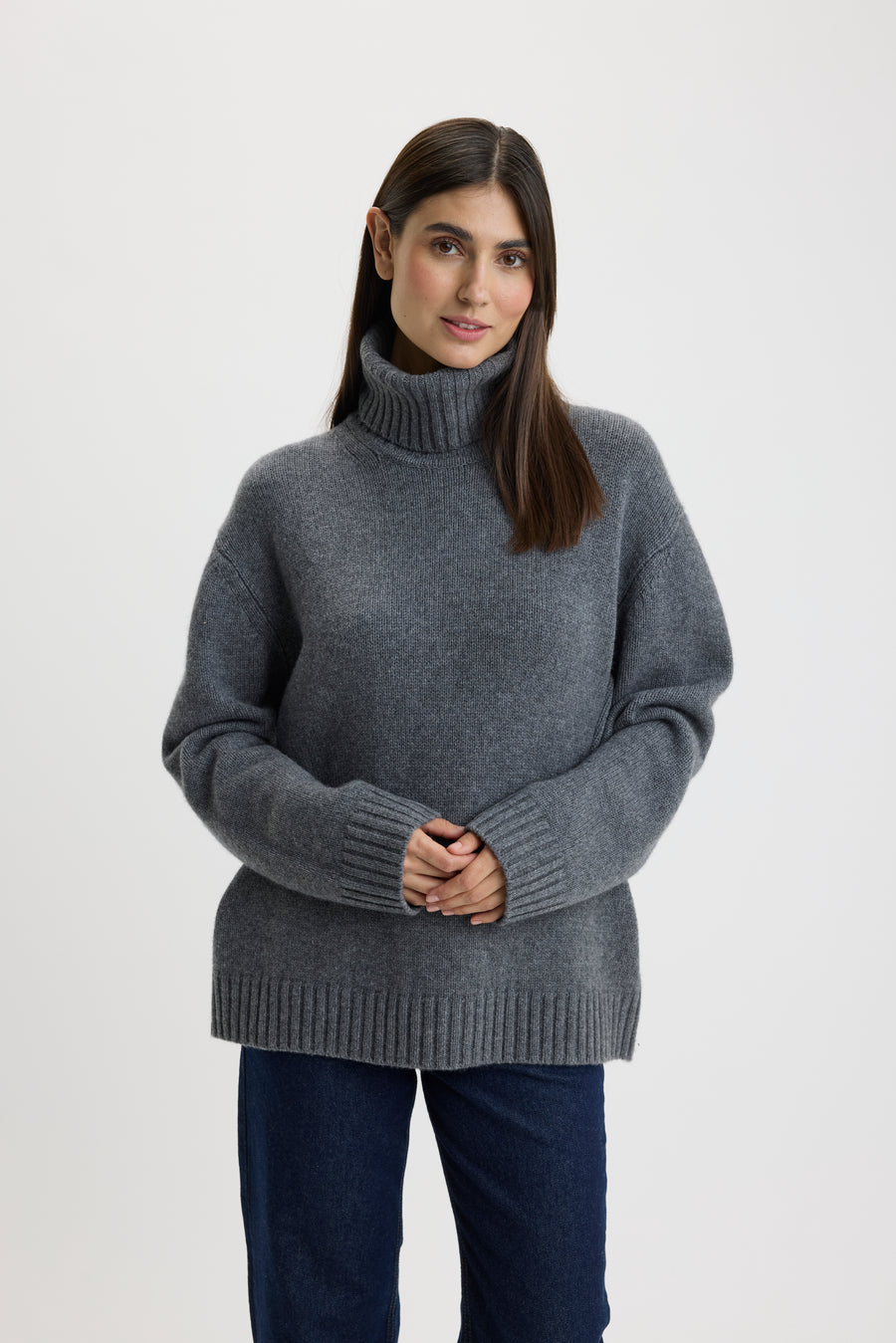 Emilee Oversize T-Neck Sweater Iron Mountain