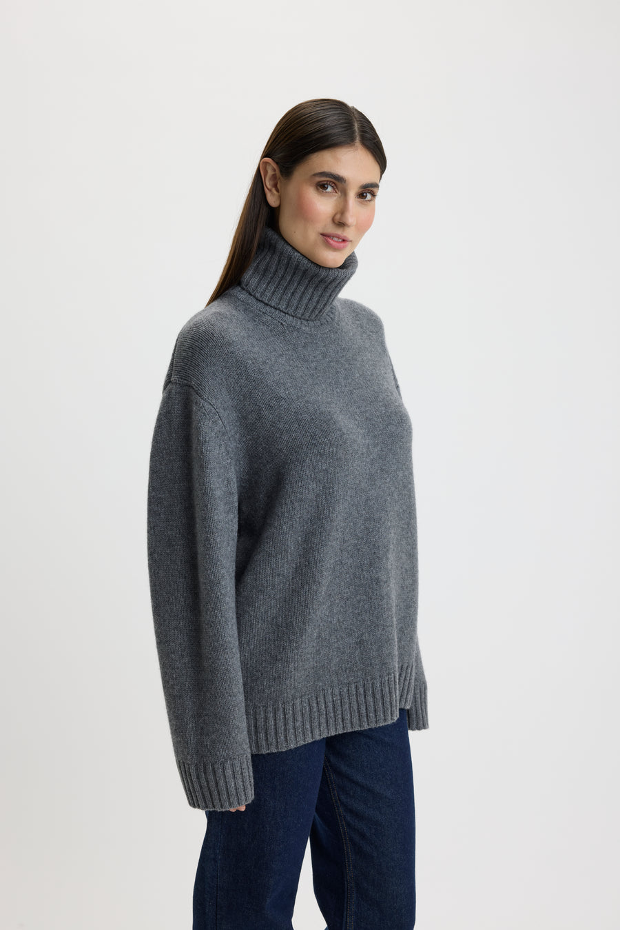Emilee Oversize T-Neck Sweater Iron Mountain