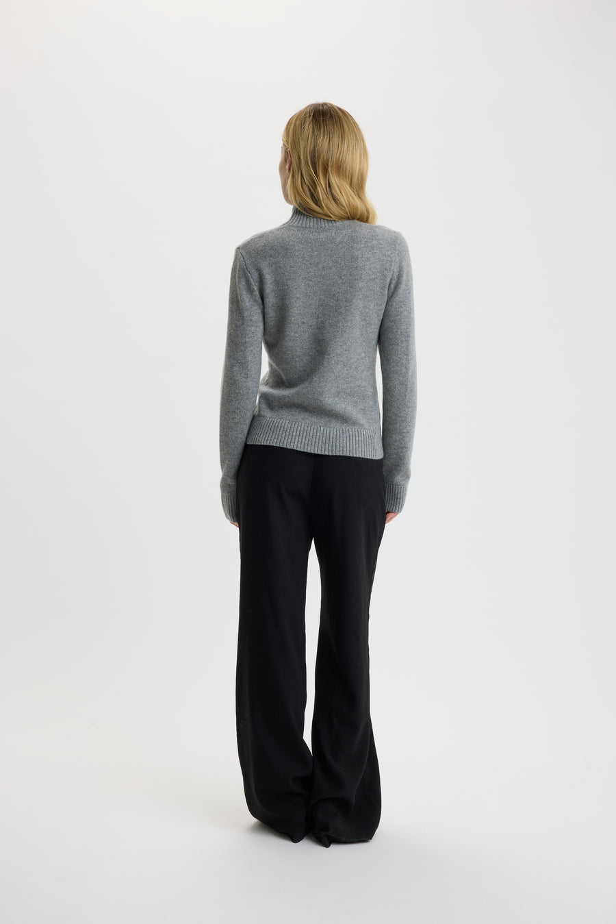 Chris T-Neck Sweater Grey Mel