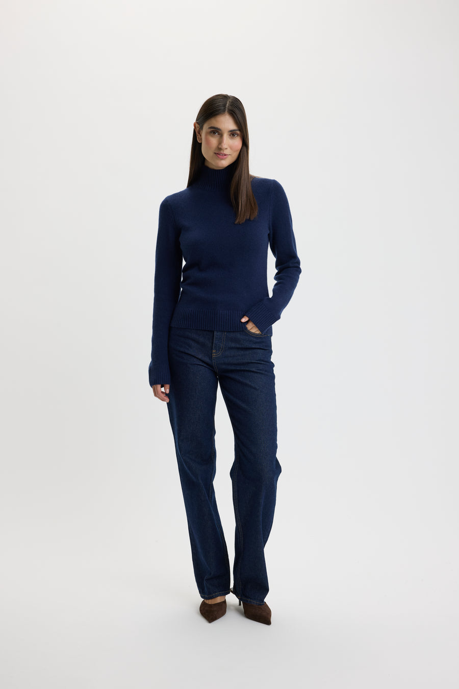 Chris T-Neck Sweater Navy