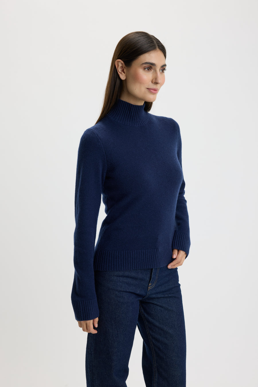 Chris T-Neck Sweater Navy