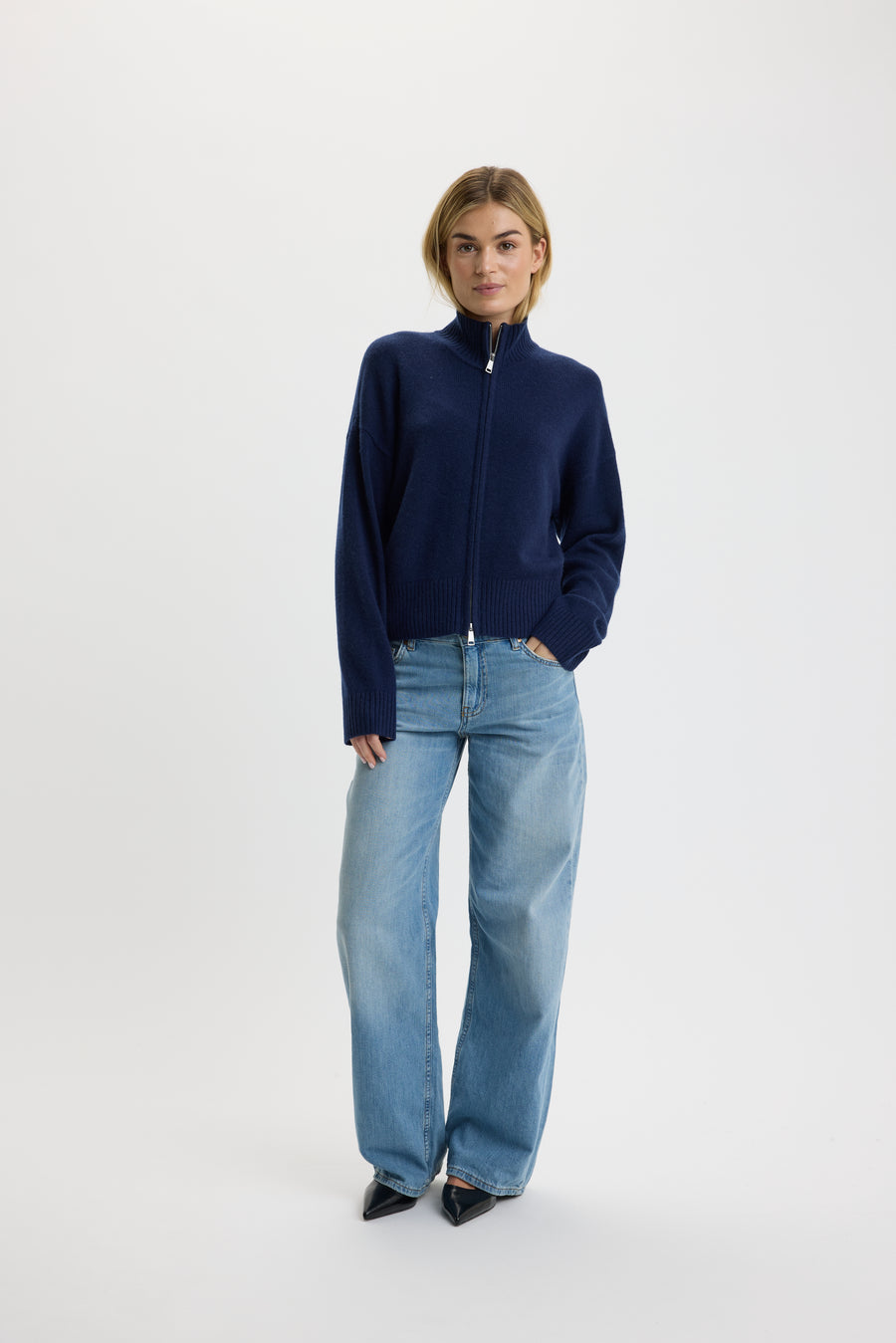 Christina 2-Way Zip Sweater Navy