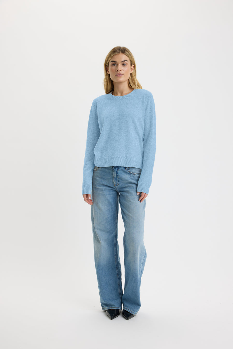 Ulrikke Short O-Neck Sweater Stone Wash