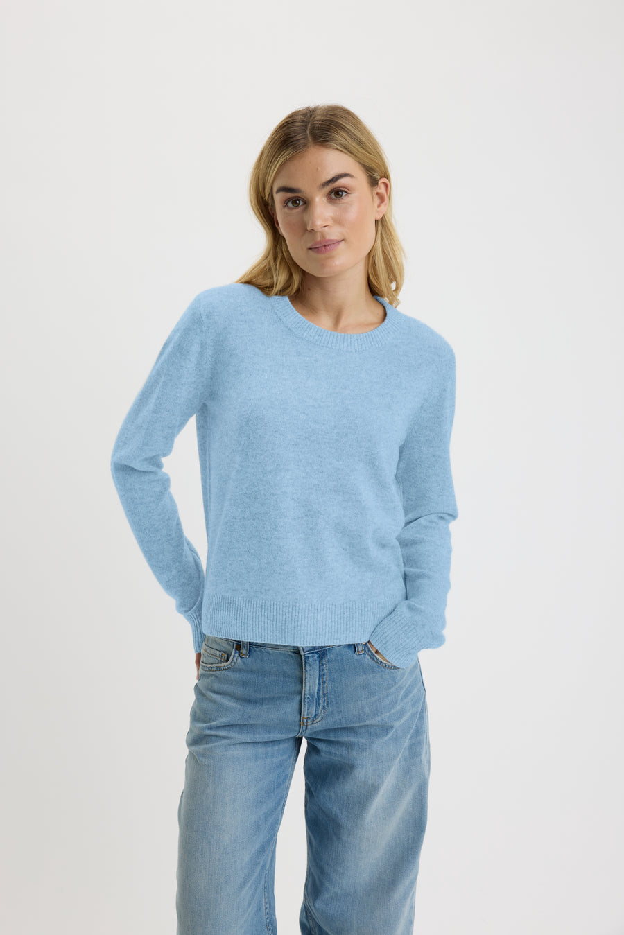 Ulrikke Short O-Neck Sweater Stone Wash