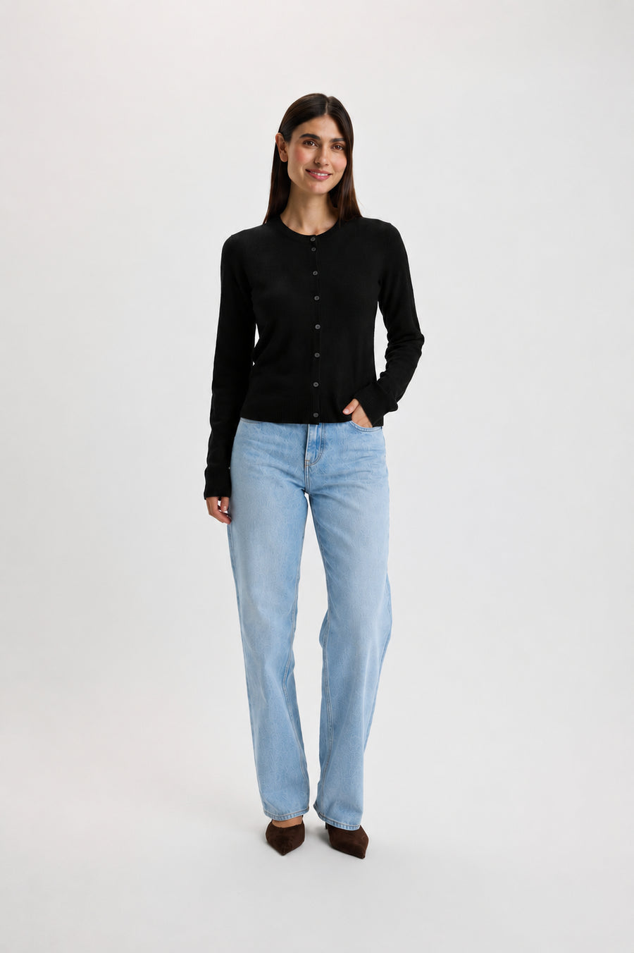 Ulrikke O-Neck Cardigan Black