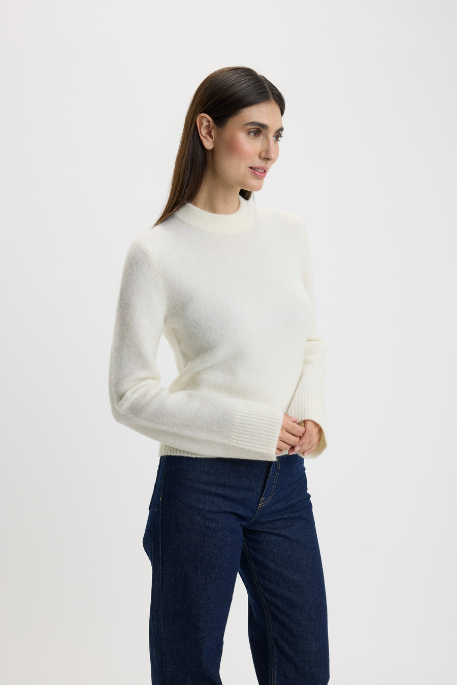 Selma Short O-Neck Sweater 0005 Ivory