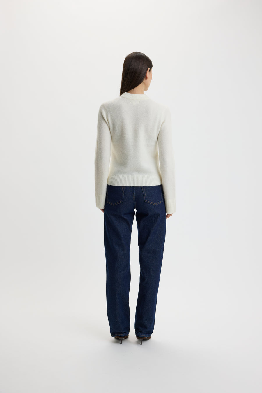 Selma Short O-Neck Sweater 0005 Ivory