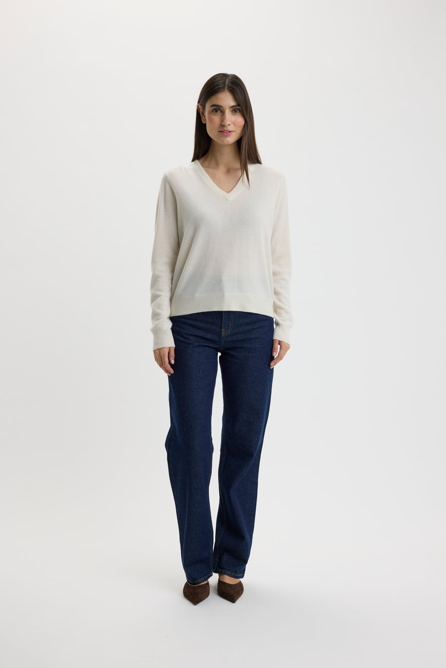 Ulrikke V-Neck Sweater 0002 Chalk