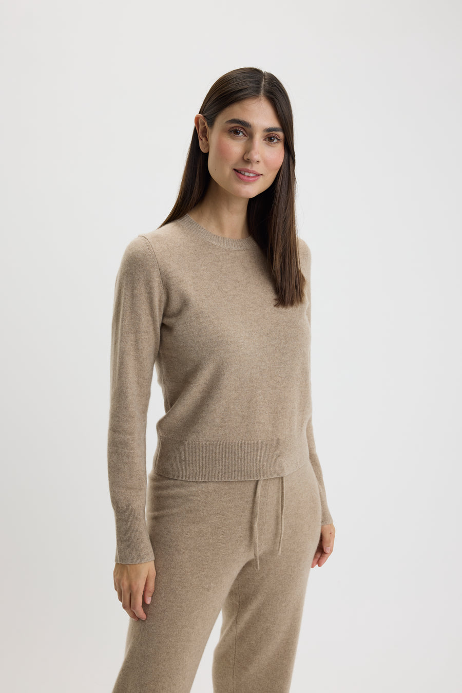 Ulrikke Short O-Neck Sweater 0002 Eco Gravel