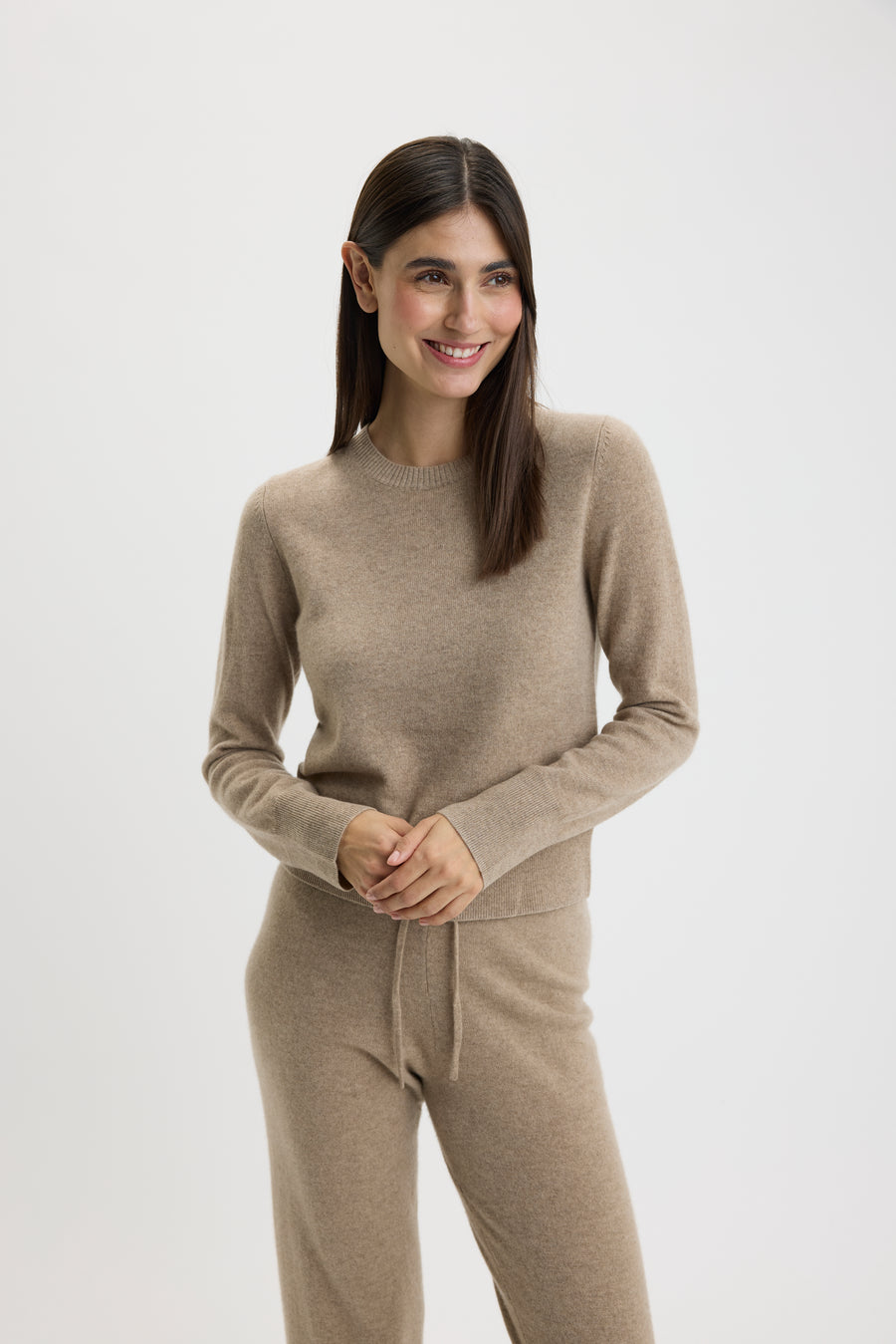 Ulrikke Short O-Neck Sweater 0002 Eco Gravel