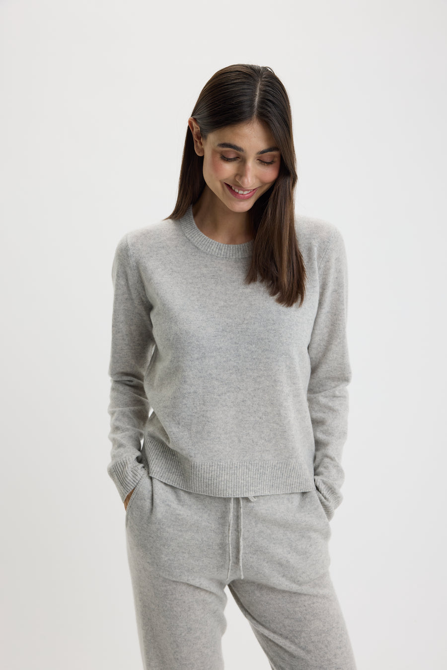 Ulrikke Short O-Neck Sweater 0002 Foggy