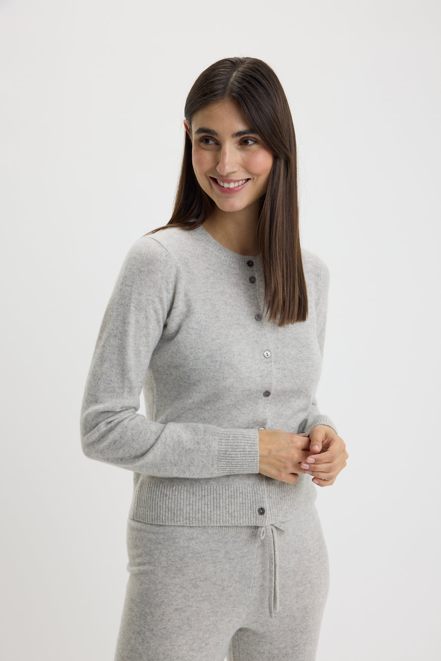 Ulrikke O-Neck Cardigan Foggy