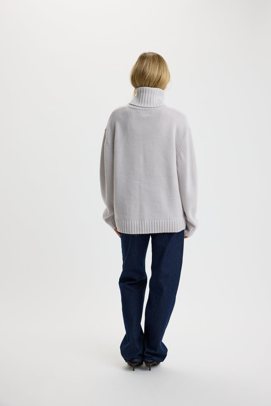 Emilee Oversize T-Neck Sweater Ancient Stone