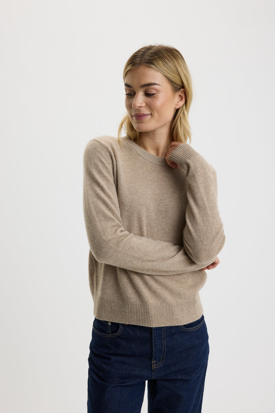 Ulrikke Short O-Neck Sweater Eco Gravel