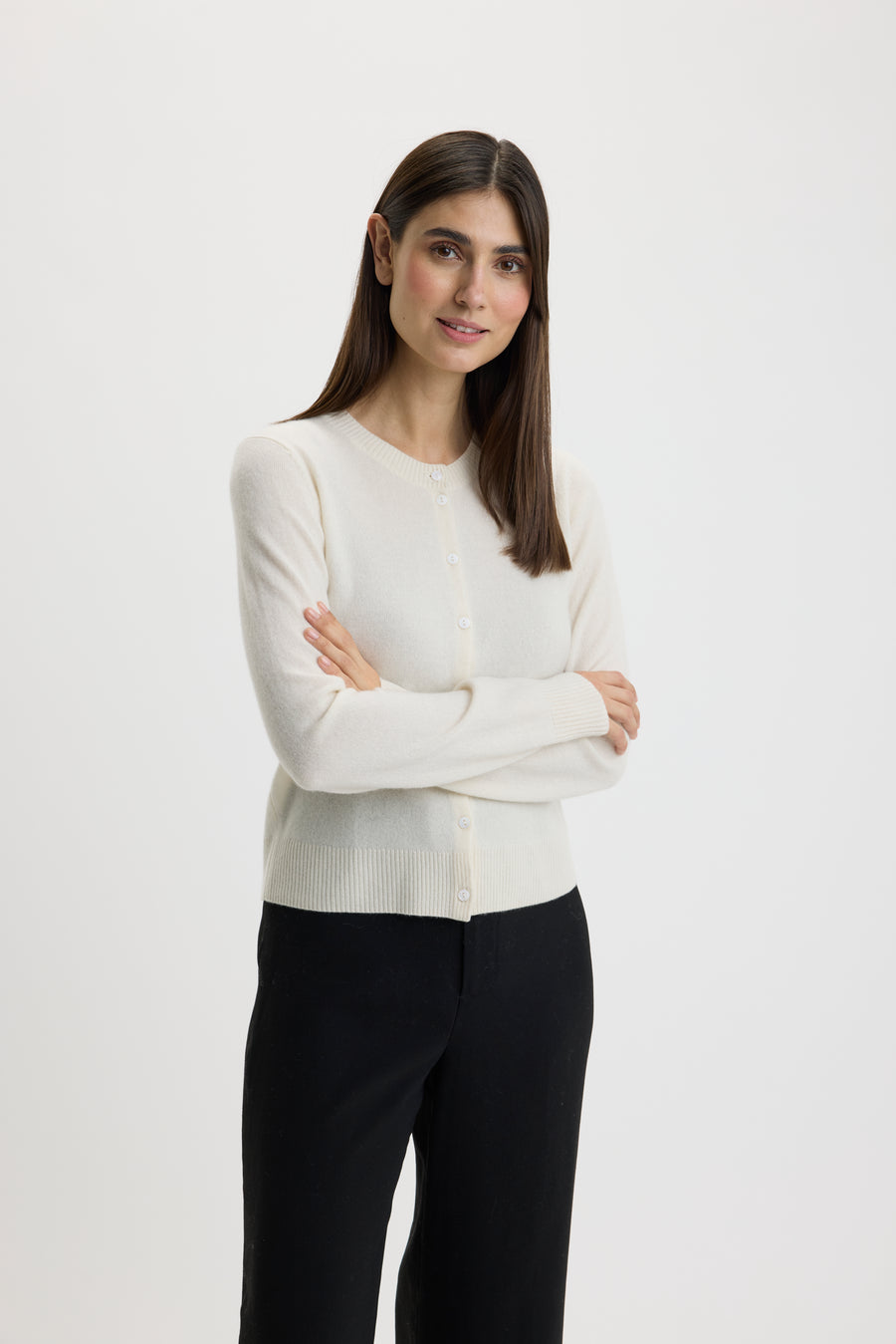 Ulrikke O-Neck Cardigan Chalk