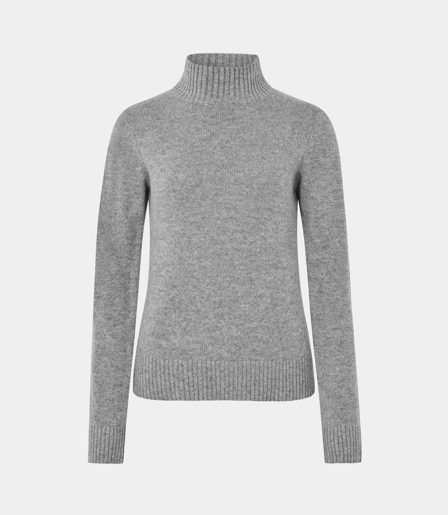Chris T-Neck Sweater Grey Mel