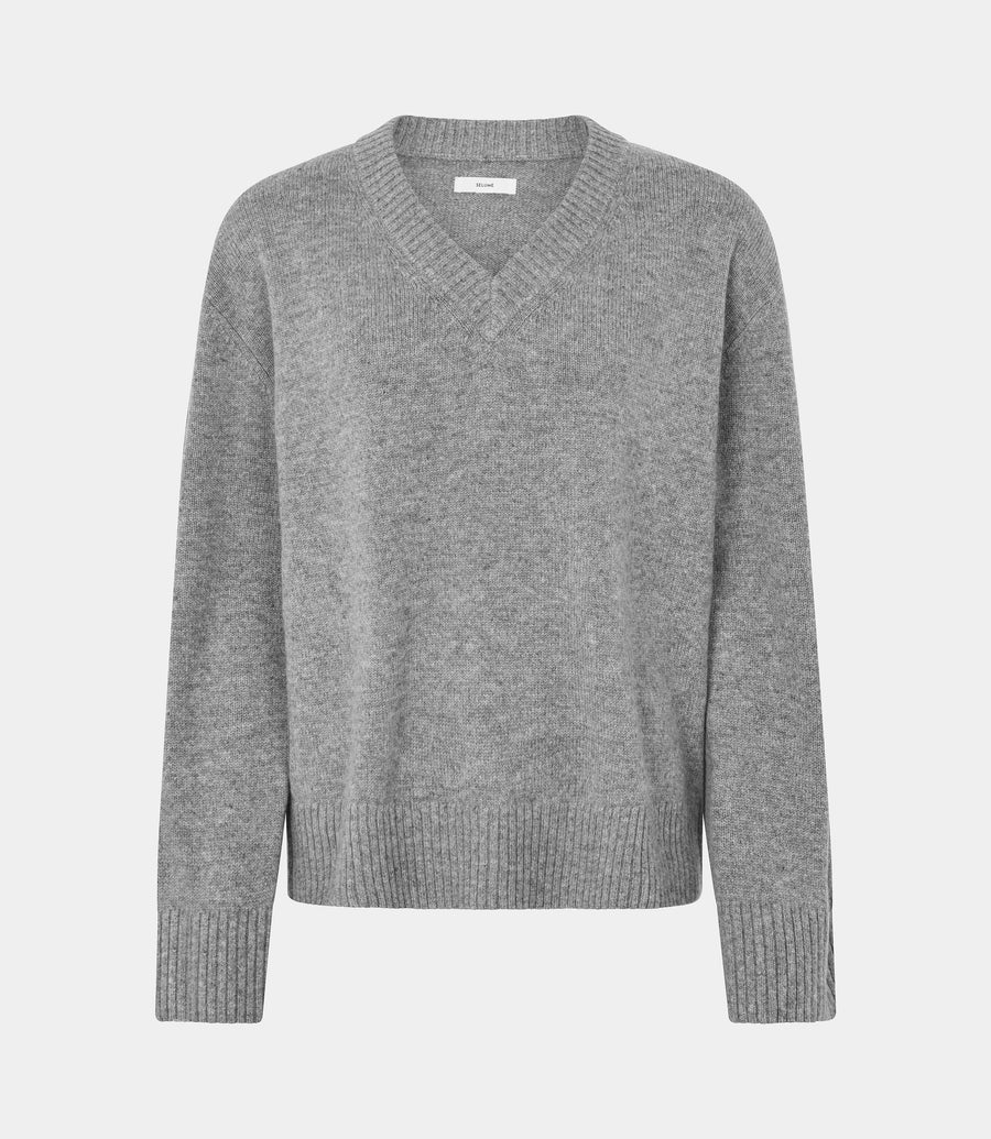 Chris V-Neck Sweater Grey Mel