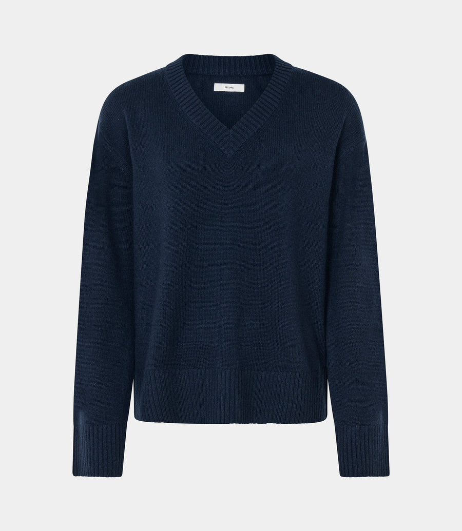 Chris V-Neck Sweater Navy