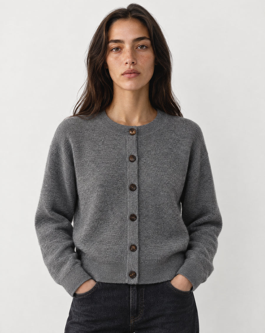 Anna Double Face Cardigan Dark Grey Mel.