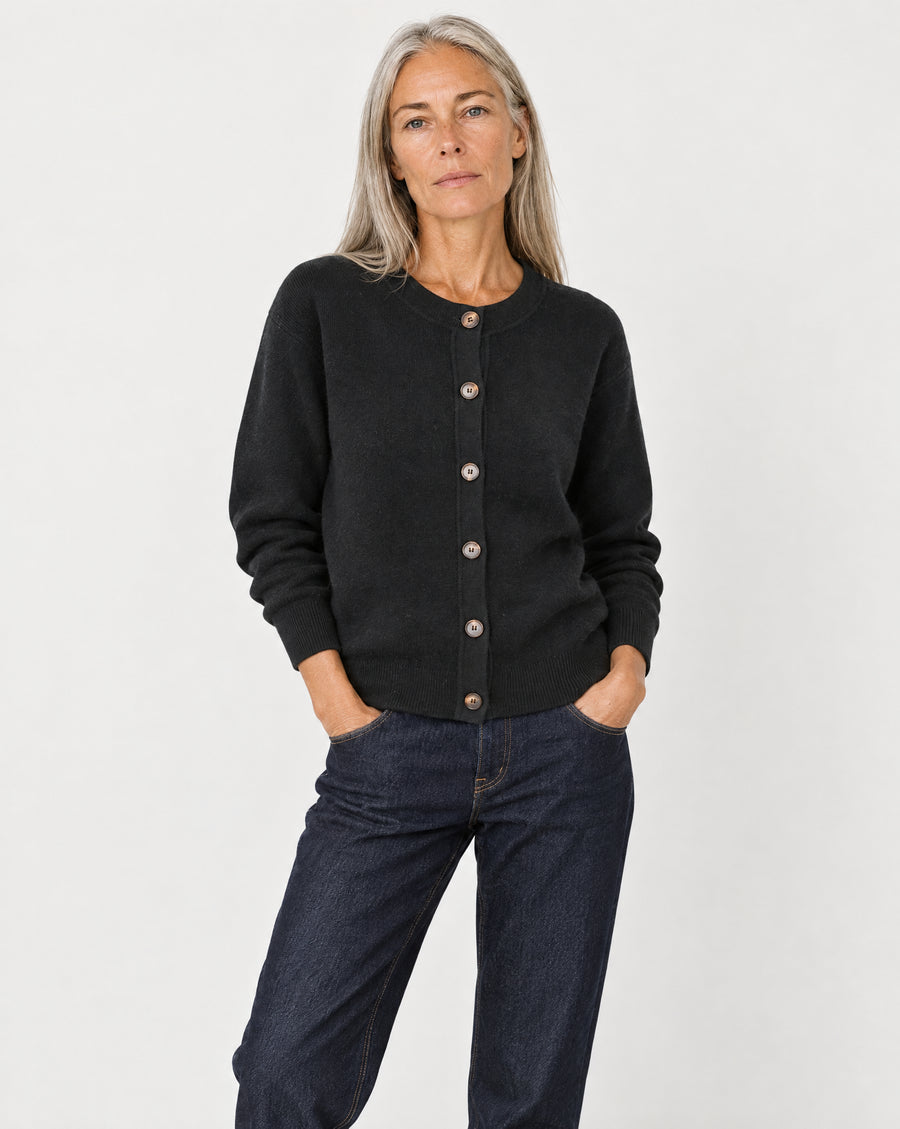 Anna Double Face Cardigan Black