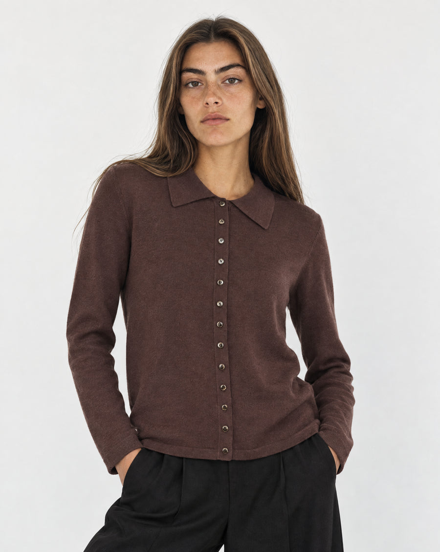 Maria Polo Cardigan Brown