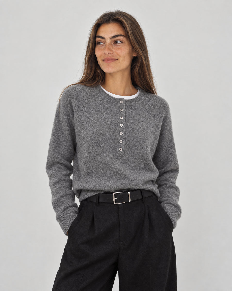 Lily Henley Neck Dark Grey Mel.