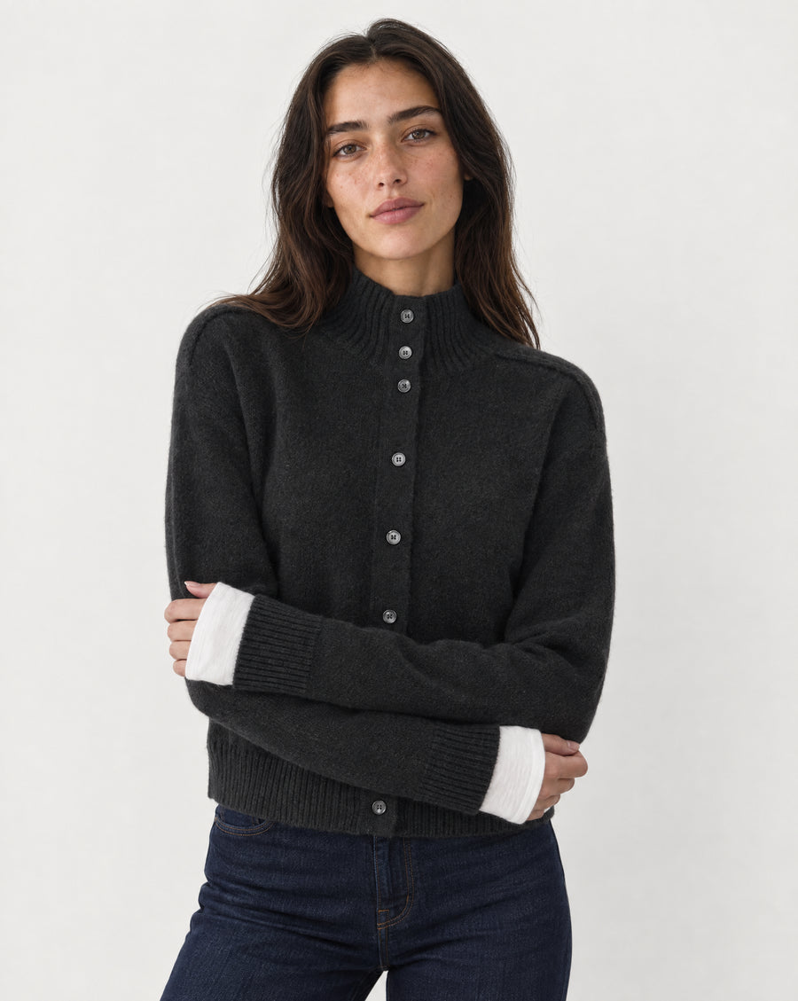 Selma T-Neck Cardigan Black