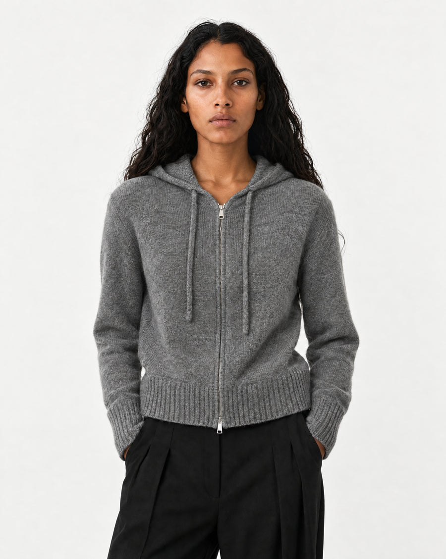 Jose 2-Way Zip Hoodie Dark Grey Mel.