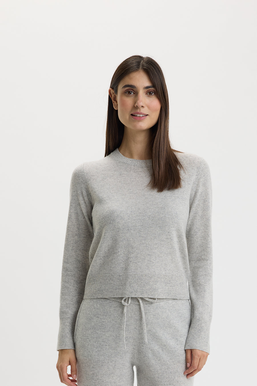 Ulrikke Shrunken O-Neck Sweater Foggy
