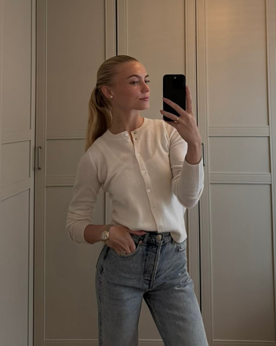 Ulrikke O-Neck Cardigan 0002 Chalk