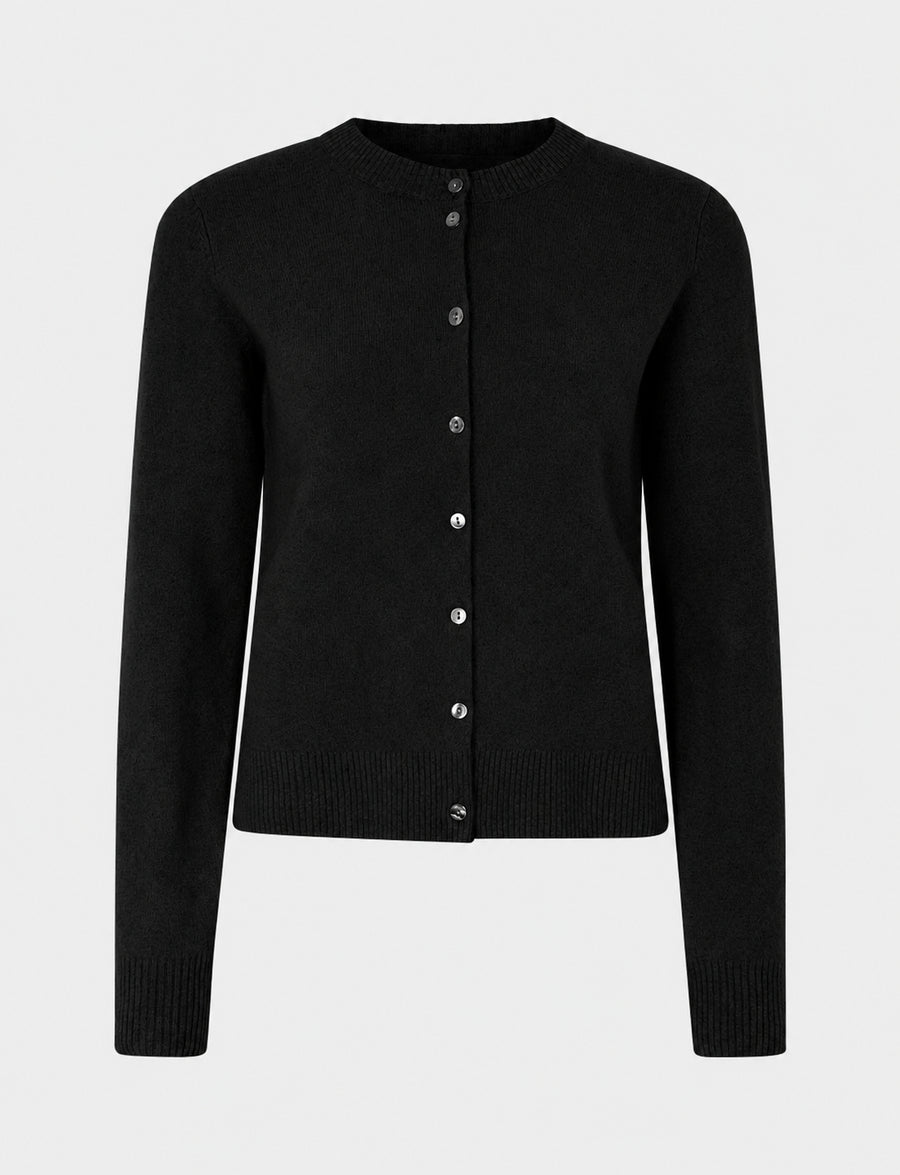 Ulrikke O-Neck Cardigan Black