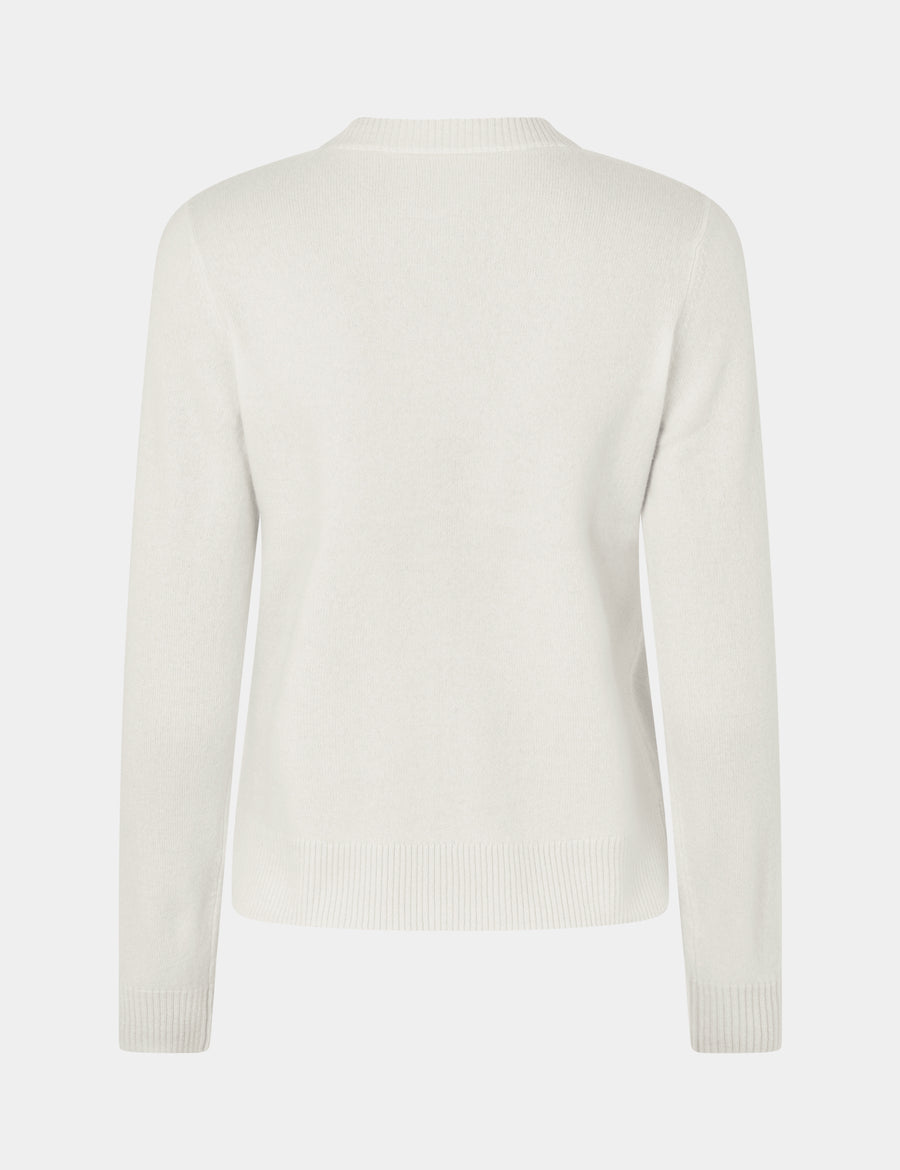 Ulrikke O-Neck Cardigan 0002 Chalk