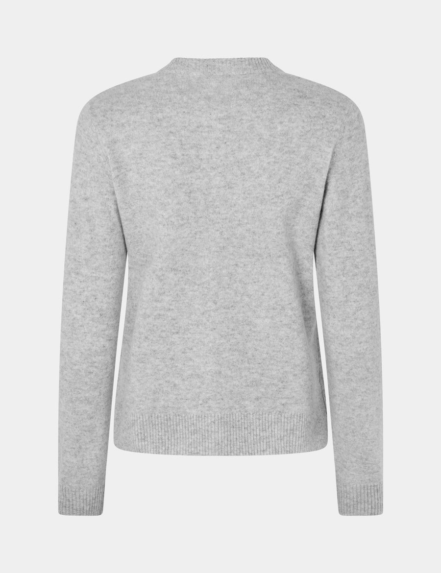 Ulrikke O-Neck Cardigan 0002 Foggy