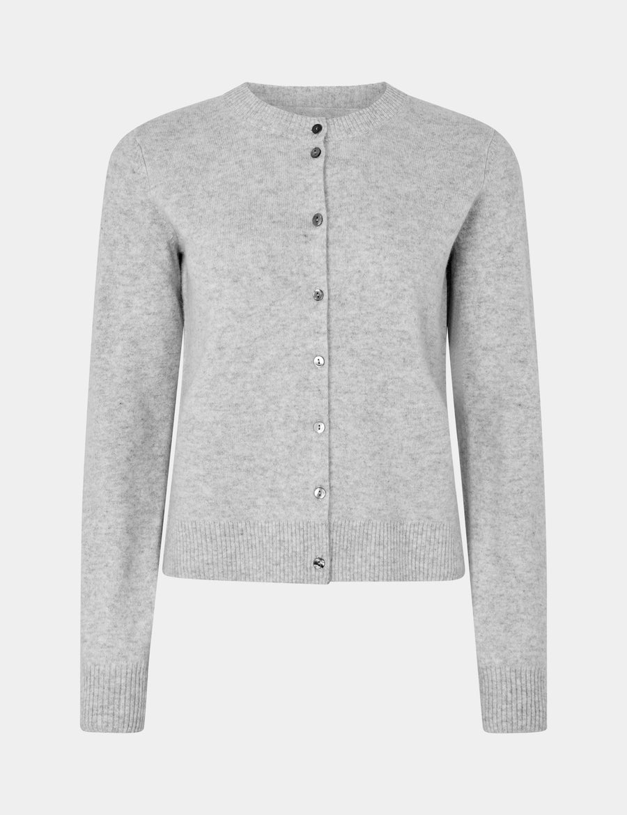 Ulrikke O-Neck Cardigan 0002 Foggy