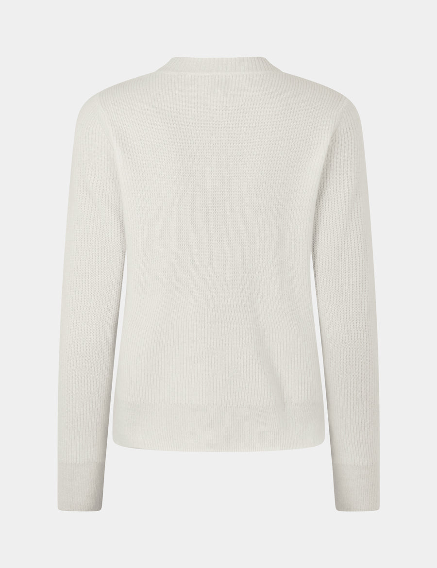 Ulrikke Ribbed O-Neck Sweater 0002 Chalk