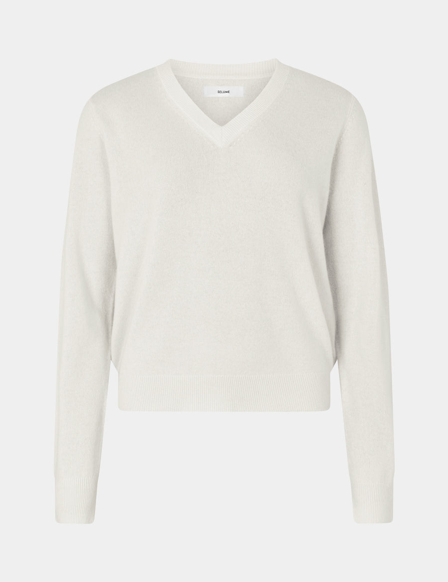 Ulrikke V-Neck Sweater 0002 Chalk