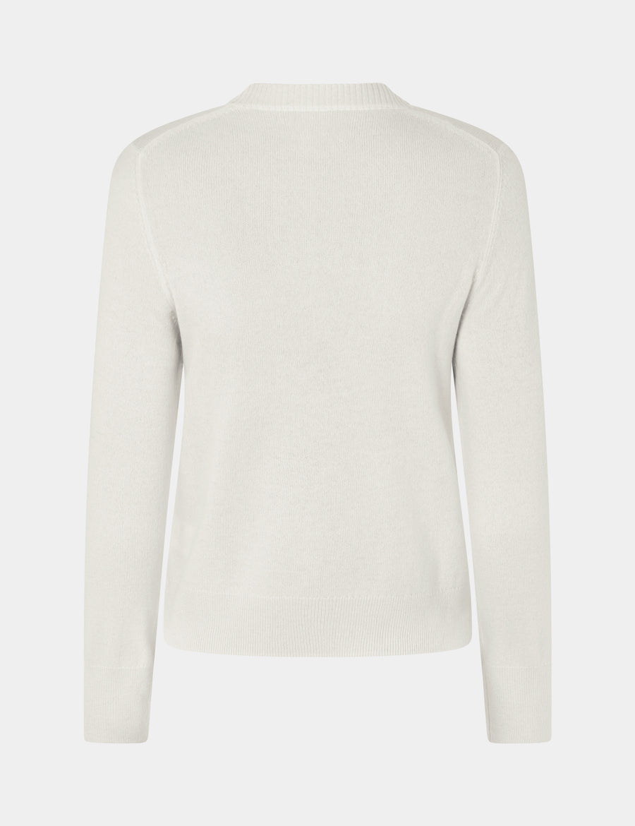 Ulrikke Short O-Neck Sweater 0002 Chalk